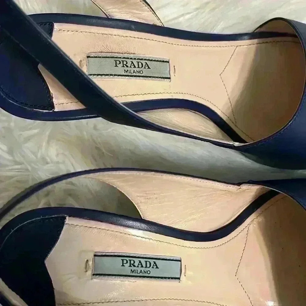 PRADA D.ORSAY PUMPS SANDAL COLOR BLUETTE - Picture 6 of 12